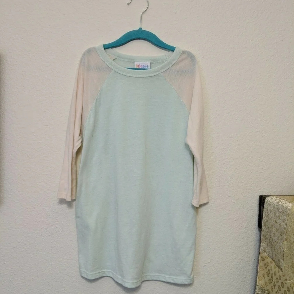 LuLaRoe LLR Mint‎ & Cream Sloan Tee